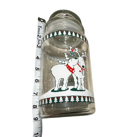 Vintage Christmas Glass Jar | Reindeer Winter Scene | Cozy Rustic Storage - Picture 7 of 7